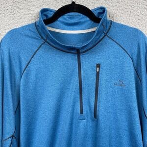 LL Bean Shirt Mens 3XL Blue Quick Dry Trail Tee 1/4 Zip Pullover Performance